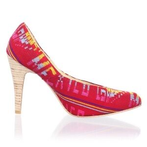 Fiel Red fabric Mexico Print Heels